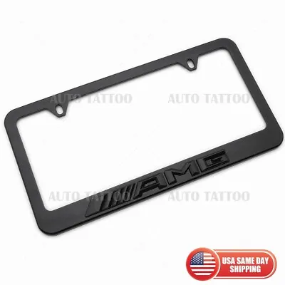 1x Mercedes-AMG 3D Gloss Black License Plate Frame Cover Decorate + Screw Caps • $21.99