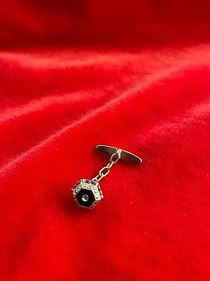 Vintage Tie Pin Tack Lapel With Chain Silver Tone Square • $9.95