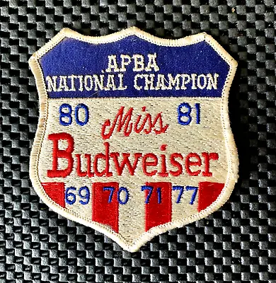 MISS BUDWEISER 1980-81 APBA NATIONAL CHAMPION HYDROPLANE SEW ON PATCH 4 X 4 1/4  • $39.99