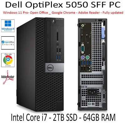 £210 • Buy Windows 11 Dell OptiPlex 5050 Core I7 7th Gen 64GB RAM 2TB SSD Wi-Fi Desktop PC 