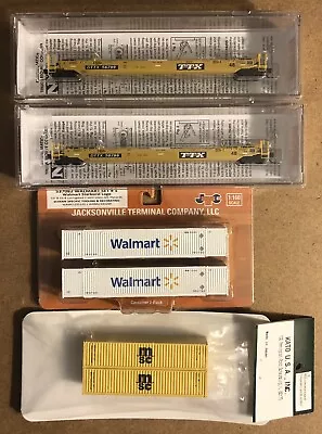 N Scale Intermodal Lot: Micro-Trains TTX Cars JTC Walmart & Kato MSC Containers • $100