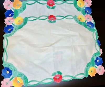 Pair Fiesta Embroidered Floral Placemats 14”x19”. Mexico Colorful Cottage • $10.99
