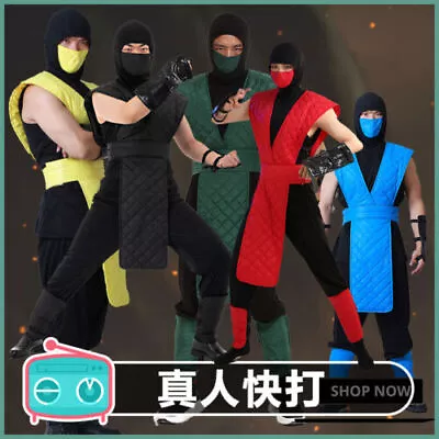 Mortal Kombat Reptile Cosplay Costume Green Suit With Mask Game Adult Costume:U • $36.10