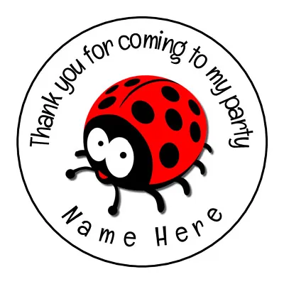 Cute Red Ladybird Personalised Thank You Sticker Party Sweet Cone Birthday  • £1.99