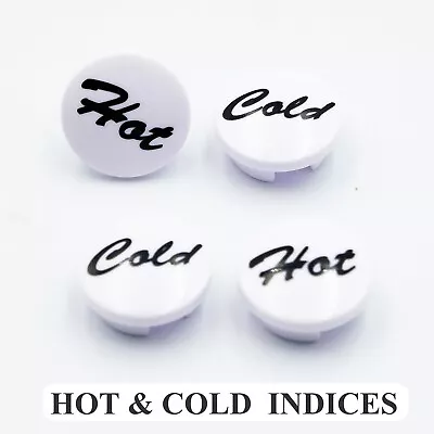 Hot Cold Tap Indices 2 Pair Bathroom Basin Inserts Bath Tap Cap Push-In Tops • £10.95