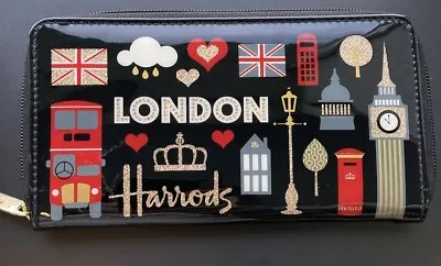Harrods London Scene Icon's Vinyl Zippered Wallet Excellent Preowned Condition • $12.95
