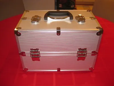 Professional Beauty Makeup Artist Case Silver Aluminum Handle Strap Carry • $15