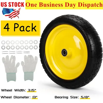 Gorilla Carts 13Inch No Flat Replacement Tire For Utility Cart 4Pcs Solid Wheel • $85.55