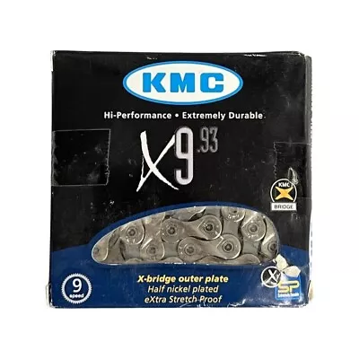 KMC X9.93 Road MTB Bicycle Chain 9 Speed 116L Fits SRAM Stretch Proof Grey #5944 • $14.99