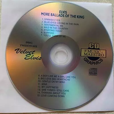 ELVIS PRESLEY KARAOKE CDG MORE BALLADS OF THE KING VOL 26 MUSIC MAESTRO Disc • $11.91