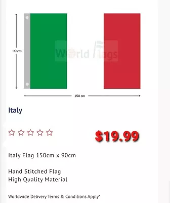 ITALY Flag 900mm×1500mm LARGE BRAND NEW FREE SHIPPING AUS WIDE GOOD QUALITY  • $14.99