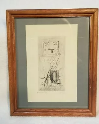 Vtg Signed Hand Pulled Etching  The Quilt Lady  Ohio Artist Ed Gifford Framed • $19.99