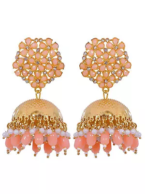 Indian  Earrings Ethnic Bollywood Meenakari Round Floral Wedding Women Jhumki • $12.99