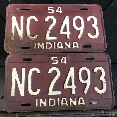 $9.99 • Buy Indiana 1954 License Plate Pair # NC 2493