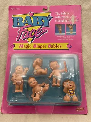 Vintage 1991 Galoob Baby Face Magic Diaper Babies 5 Figures 38010 NOS • $24.95
