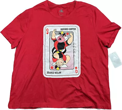 NWT Disney Store Queen Of Hearts Alice In Wonderland Funny Red T-Shirt Size XL • £13.75