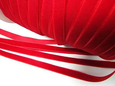 10 Yards Velvet Ribbon 3/8  Satin Back/Craft/9mm/Trim/bow/Christmas R116-Red • $9.99