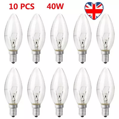 10pcs Screw In Light Bulbs Clear Dimmable Small Edison 40W E14 SES Candle Lamp • £5.99