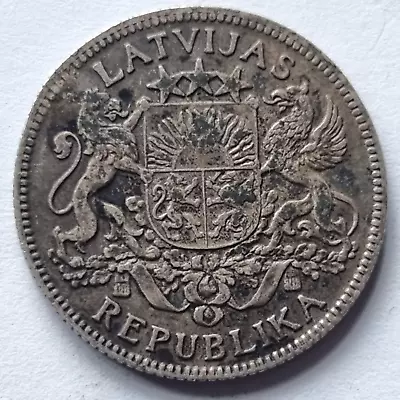 1924 Latvia 1 Lats 5grs Silver Coin • £29