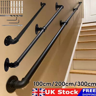 100cm-300cm Handrail Stair Rail Grab Balustrade Metal Staircase Banister Bar UK • £28.83