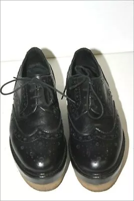 Minelli Derby Shoes Shoelaces Compensés Black Leather Lined Leather T 35 Be • $44.44