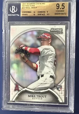 Mike Trout 2011 Bowman Sterling Refractors Rookie RC 189/199 BGS 9.5 Two Sub 10s • $2000