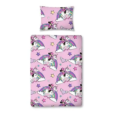 Minnie Mouse Junior Duvet Cover Set Believe In Unicorn Kids Toddler Cot Bedding • £12.99