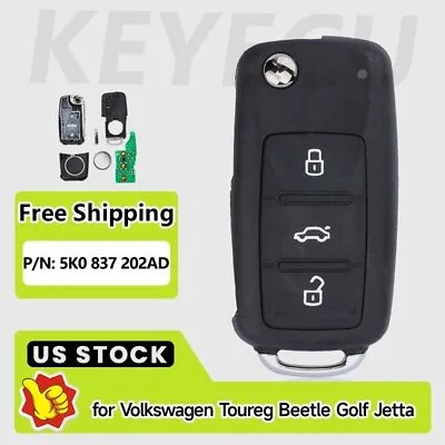 For VW Beetle Golf Jetta Polo Tiguan 2011-2016 Remote Flip Key Fob 5K0 837 202AD • $13.90