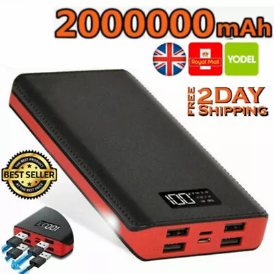 2000000mAh External Charger Portable Power Bank 4 USB Battery Backup For Phone • £4.29