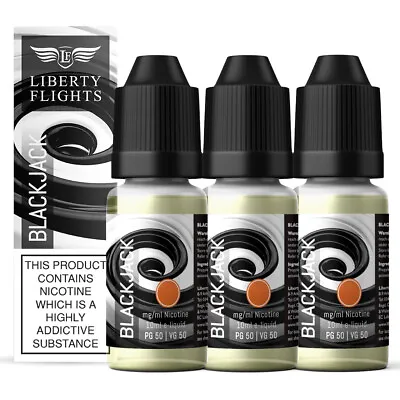 Liberty Flights E Liquid 10ml Blackjack Refill XO Vape Juice 50PG/50VG Pack Of 3 • £9.99