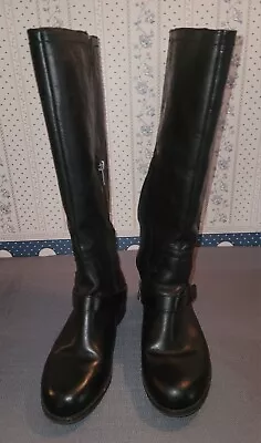 UGG Women Channing Black Pebbled Leather Tall Harness Riding Boots 6M • $45