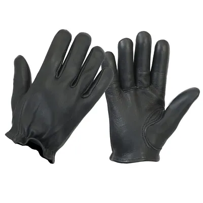 Men's Premium Police Style Black Genuine Leather Motorcycle Gloves • $27.95