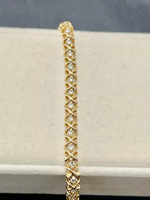 Real Solid 14k Gold Tennis Bracelet With Pure Natural Diamonds For Smaller Wrist • $1198