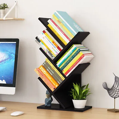 5 Tiers Bookshelf Desktop Bookcase Book Records Magazine Display Tree Rack Shelf • £19.59