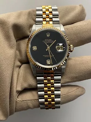 Rolex DateJust 116233 Factory Black Onyx Diamond Dial Watch • £12495