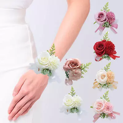 Bracelet Hand Flower Wrist Corsage Beautiful Bridesmaid Sisters Wedding Party • £6.74