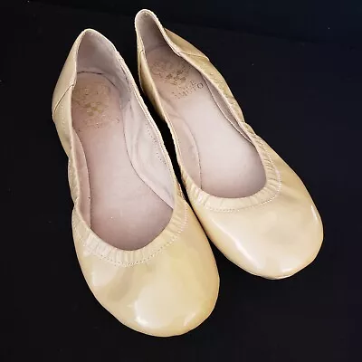 Vince Camuto Ellen Shoes Nude Patent Leather Ballet Flats Size US 5.5 Euro 35.5 • $39.95