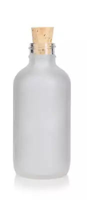 4 Oz Frosted Clear Glass Boston Round Bottle With Cork Stopper ( 6 Pack) • $22.99