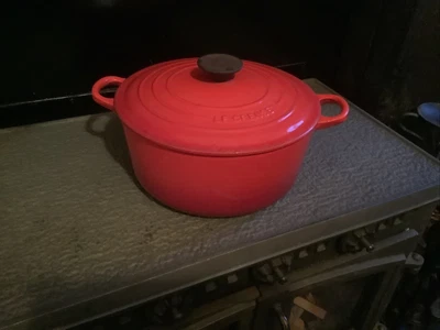 £40 • Buy LE CREUSET Cast Iron Enamel Red Casserole Pot Size 24cm