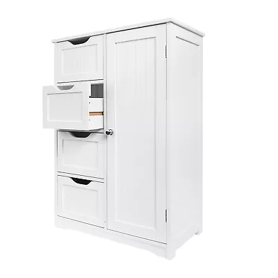 Bathroom Floor Cabinet Free Standing Storage Cabinet 4 DrawersAdjustable Shelf • $69.99