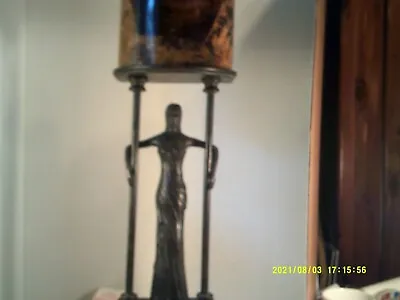 Maitland Smith Art Deco Figural Bronze Female&penshell Table Lamp 25  Tall Nice • $650