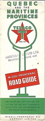 1954 McCOLL-FRONTENAC TEXACO OIL Road Map QUEBEC MARITIMES Canada Newfoundland • $14.99