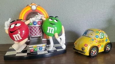 Vtg M&M Jukebox Candy Dispenser And Vtg M&M Beetle Bug Tin Car Collectables • $24.99