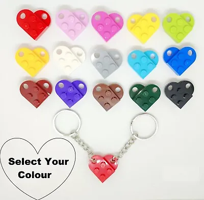 Heart Keyring Keychain Made With LEGO Bricks Valentine Gift  Choose Your Colour • £3.99