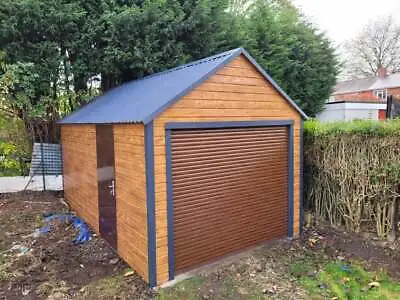 £5250 • Buy Solid Metal Garage In Wood Effect Light Oak 4m X 5m  Workshop Shed 
