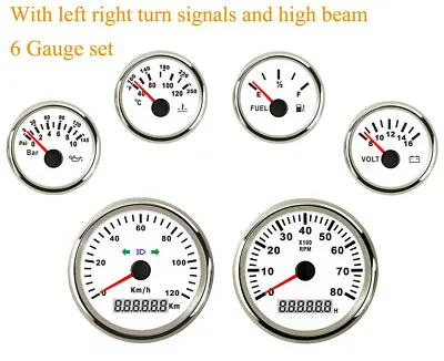 6 Gauge Sets 120KPH Speedometer Tacho Fuel Temp Volt Oil Red LED For Auto Marine • $177.60