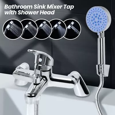 £23 • Buy Luxury Bathroom Chrome Sink Bath Filler Tap Shower Mixer Taps With Hand Held Set