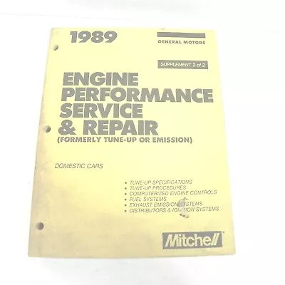 Vintage 1989 Mitchell Engine Performance Service Repair Manual For General Motor • $10.48