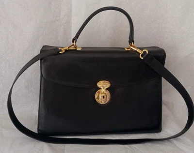 $375 • Buy Great! Goldpfeil Kelly Black Leather Satchel Briefcase Shoulder Handbag Germany
