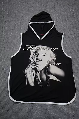 Blush Marillyn Monroe Shirt Womens Medium Black Hooded Sleeveless Forever Lover • $7.48